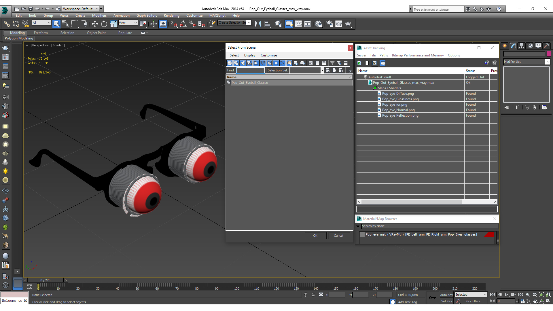 3D Pop Out Eyeball Glasses model