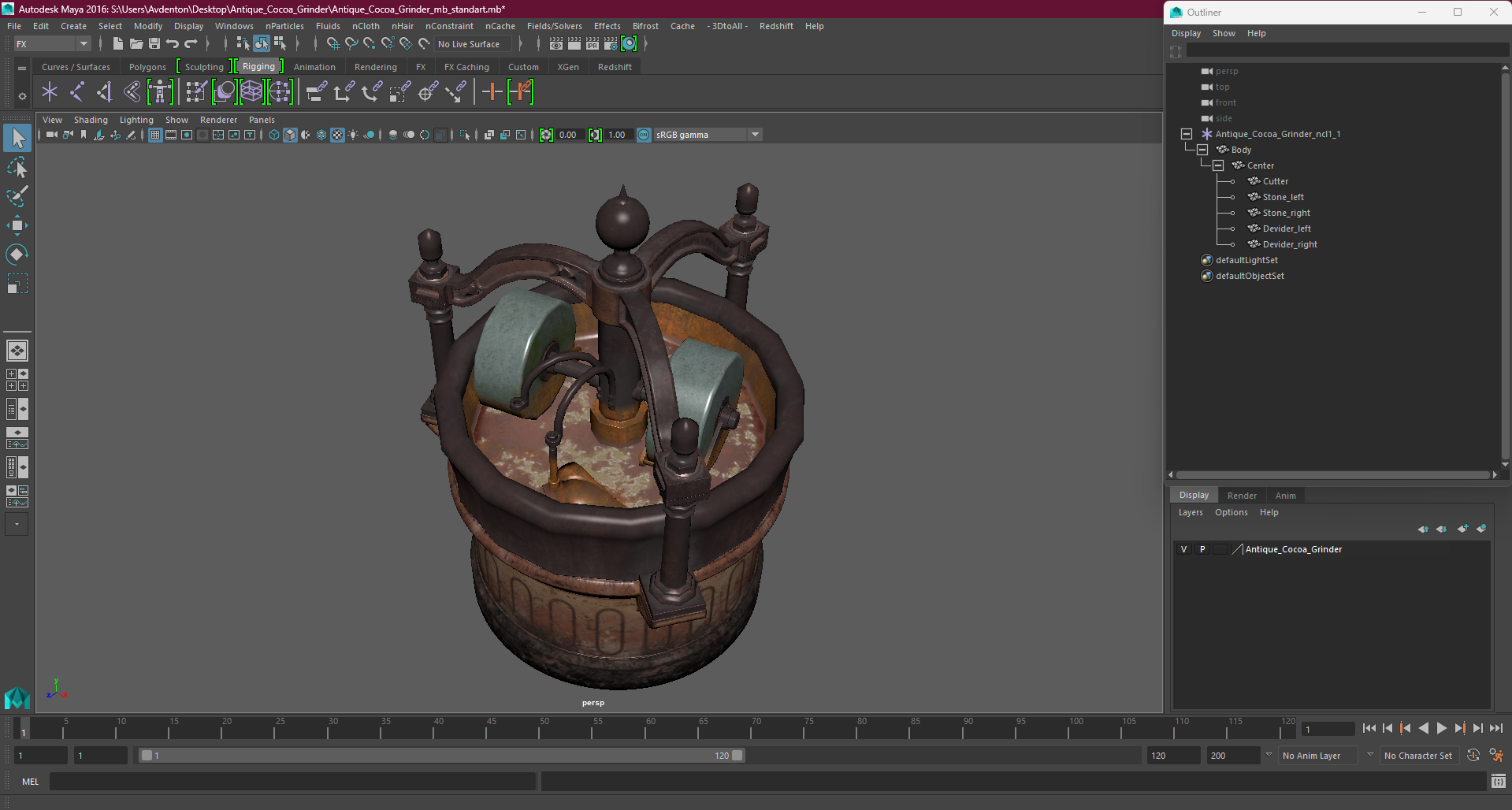 3D Antique Cocoa Grinder