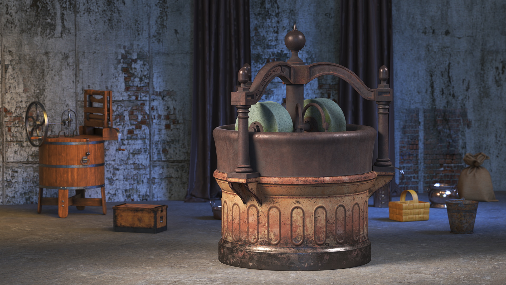 3D Antique Cocoa Grinder