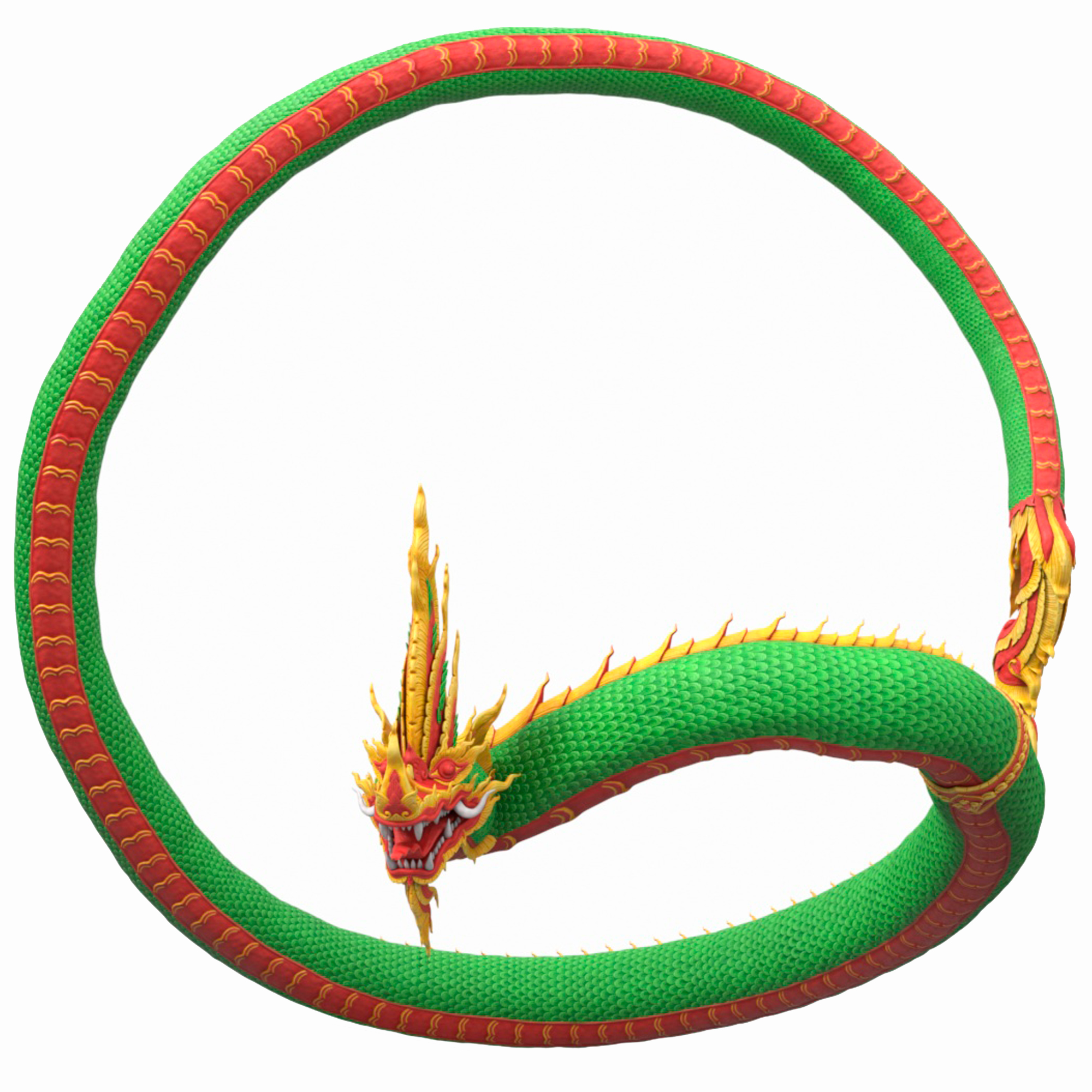 Asian Naga Dragon Green Rigged for Maya 3D model