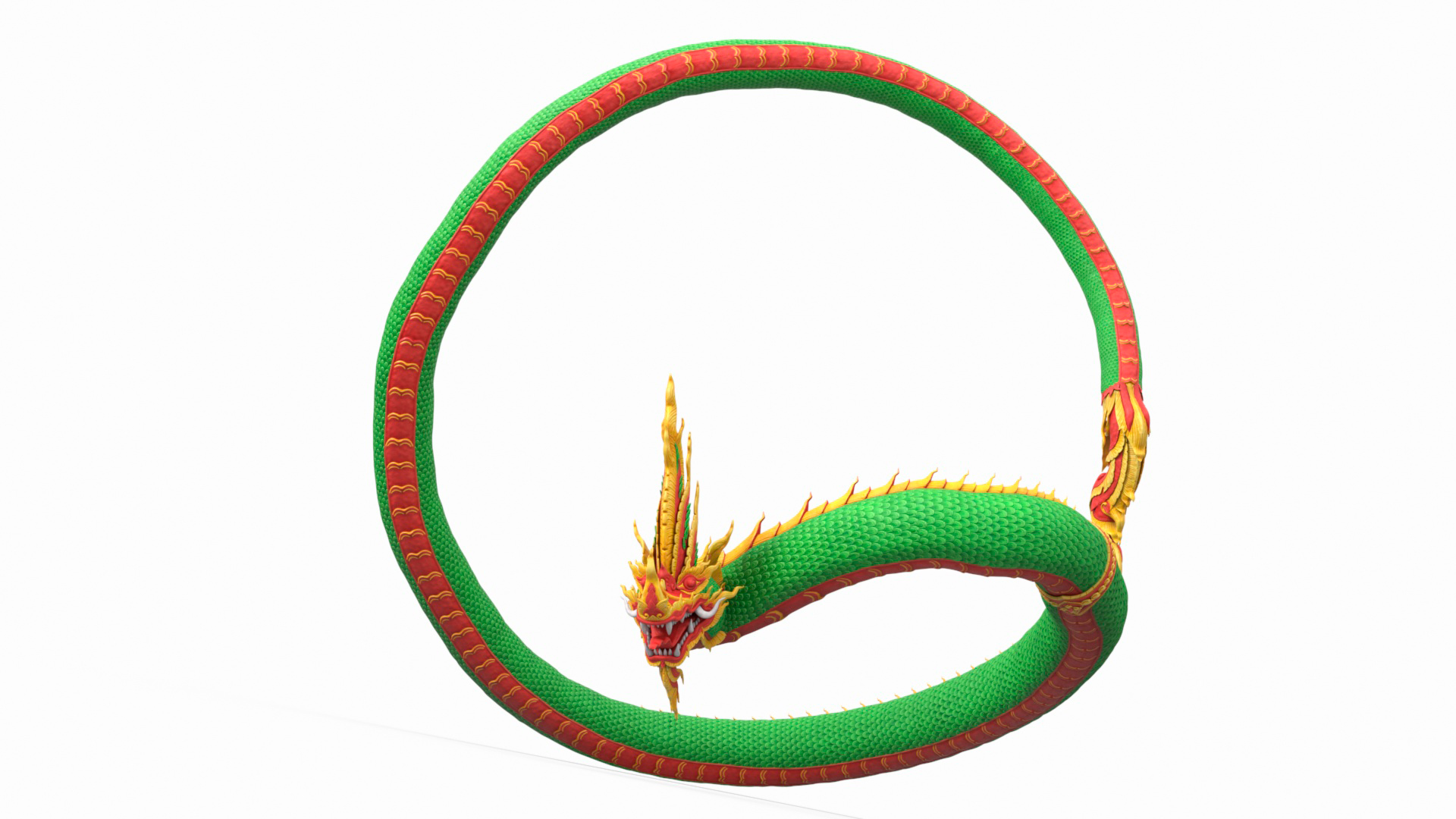 Asian Naga Dragon Green Rigged for Maya 3D model