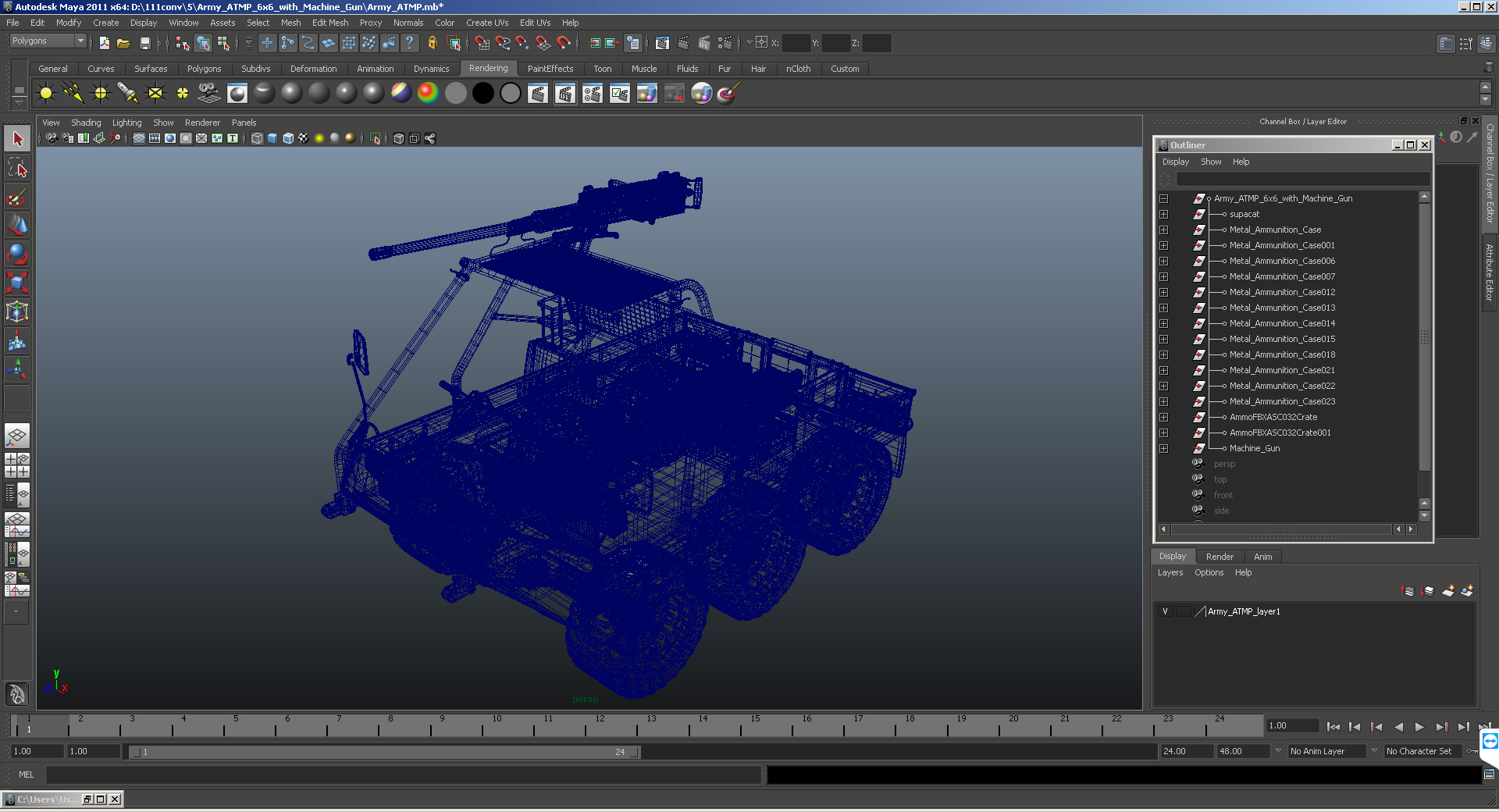 3D model Army ATMP 6x6 with Machine Gun