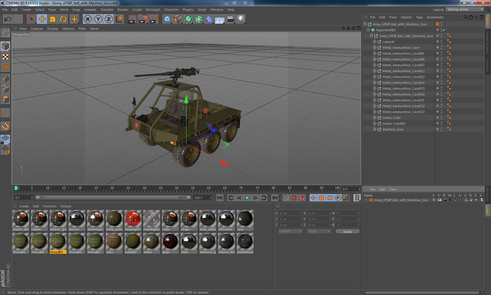 3D model Army ATMP 6x6 with Machine Gun