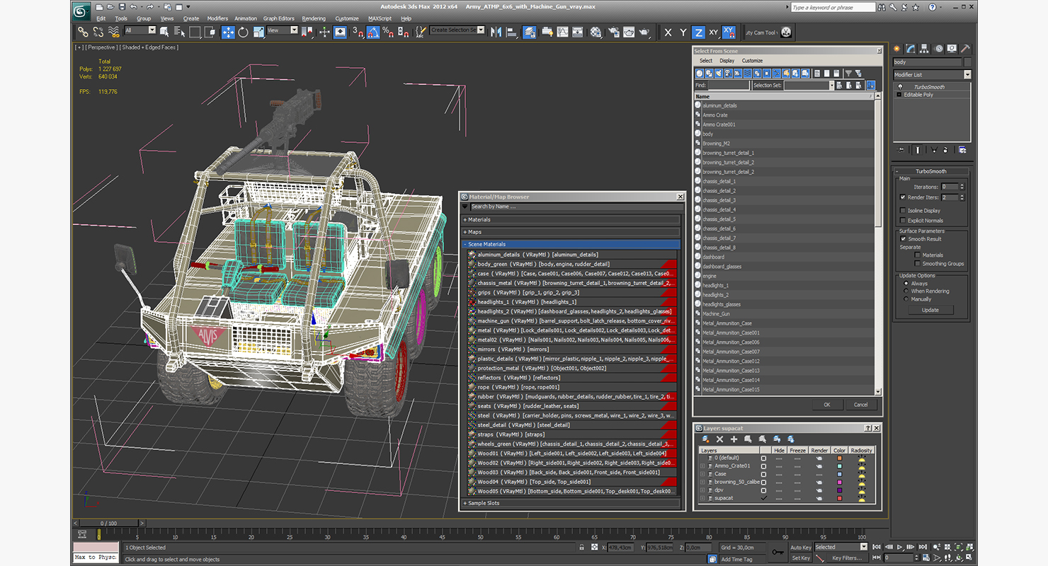 3D model Army ATMP 6x6 with Machine Gun