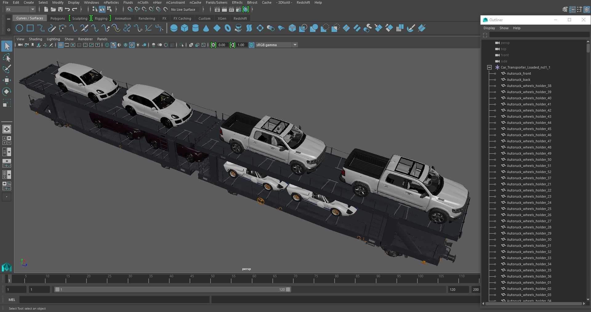 Car Transporter Loaded 3D