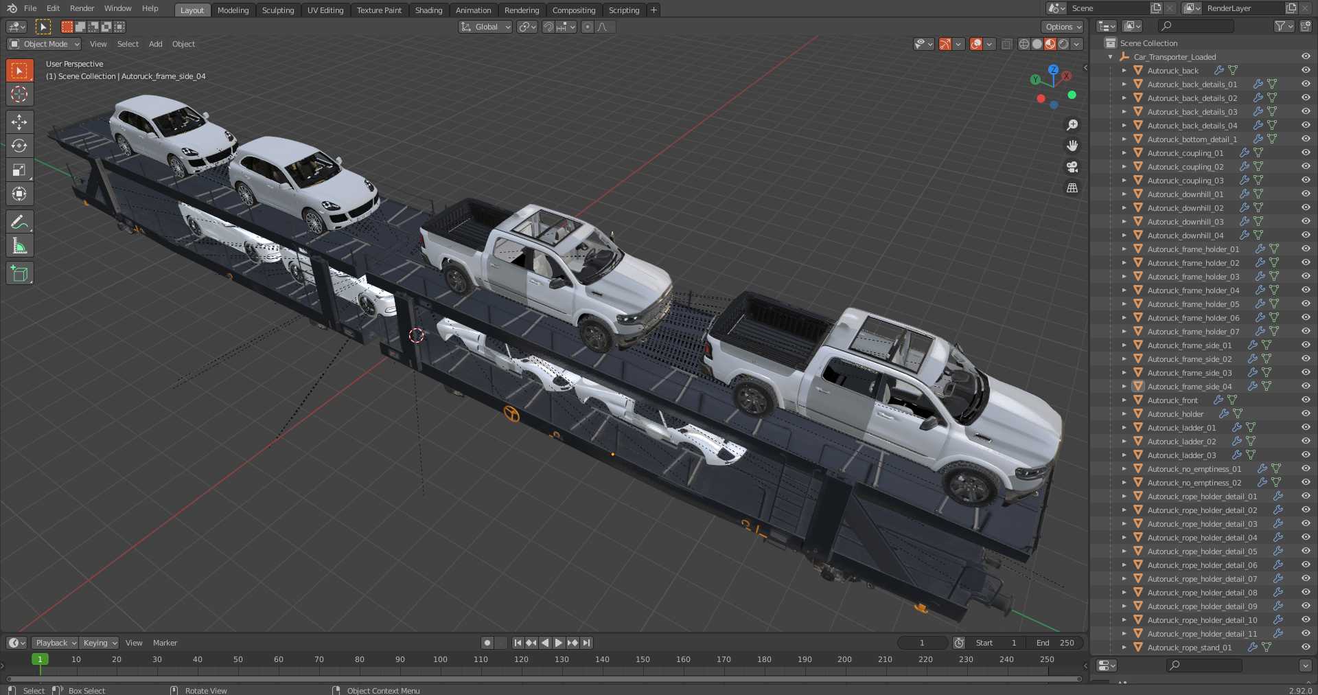 Car Transporter Loaded 3D