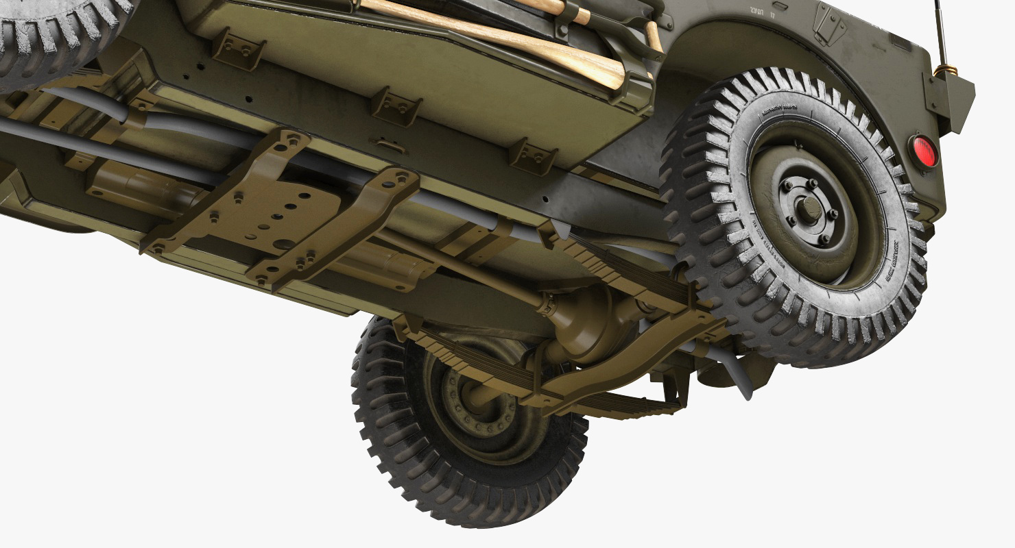 3D LCVP Boat with Jeep Willys Rigged model