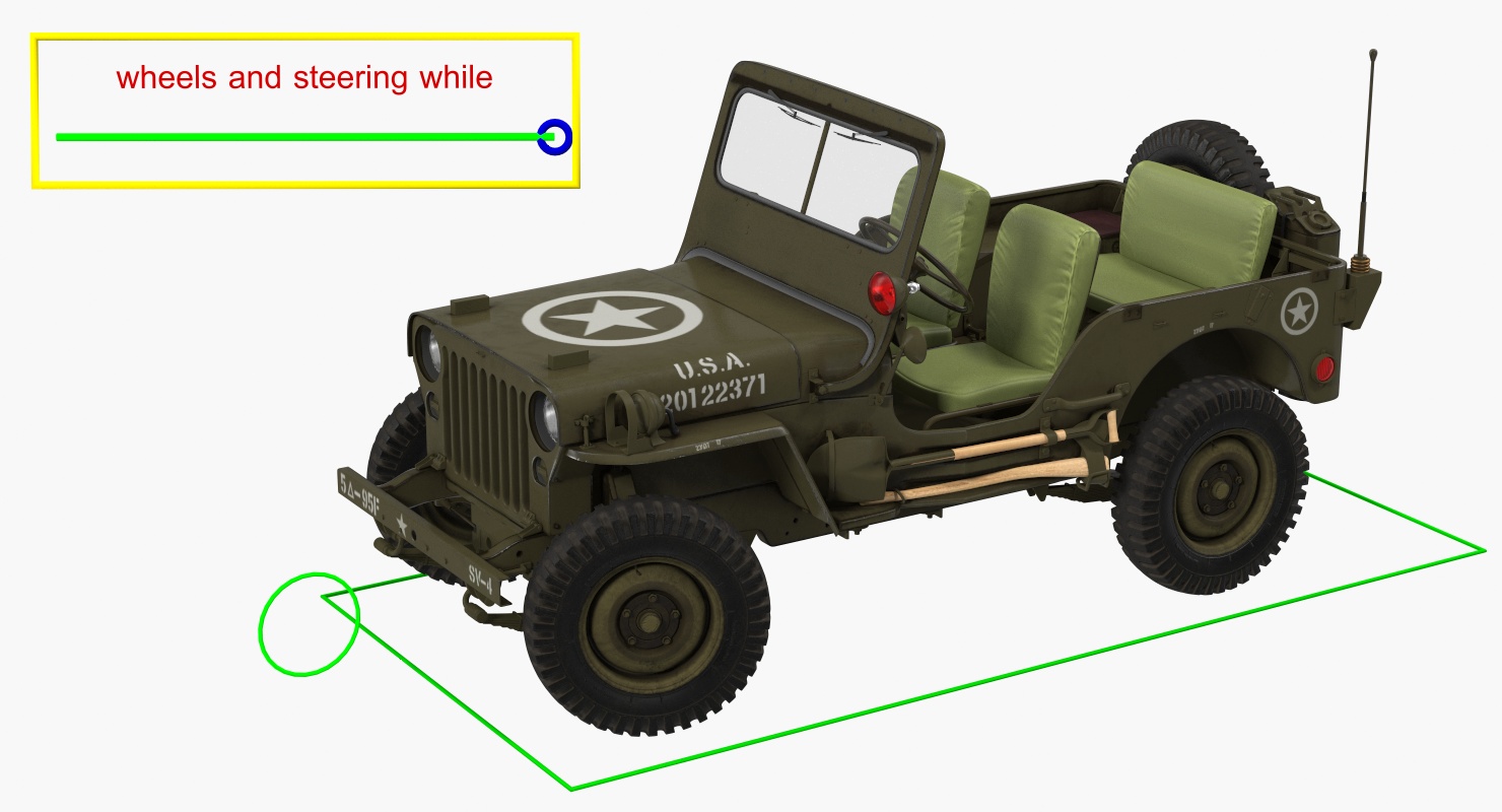 3D LCVP Boat with Jeep Willys Rigged model
