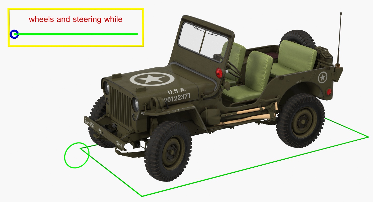 3D LCVP Boat with Jeep Willys Rigged model