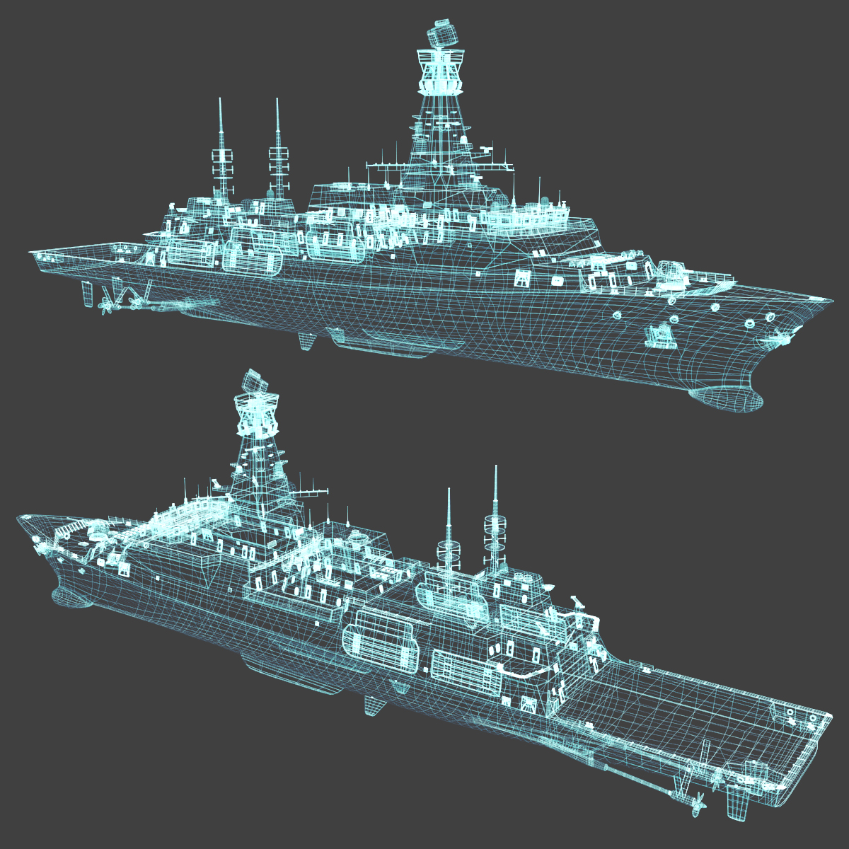 Wireframe Hologram - Blue