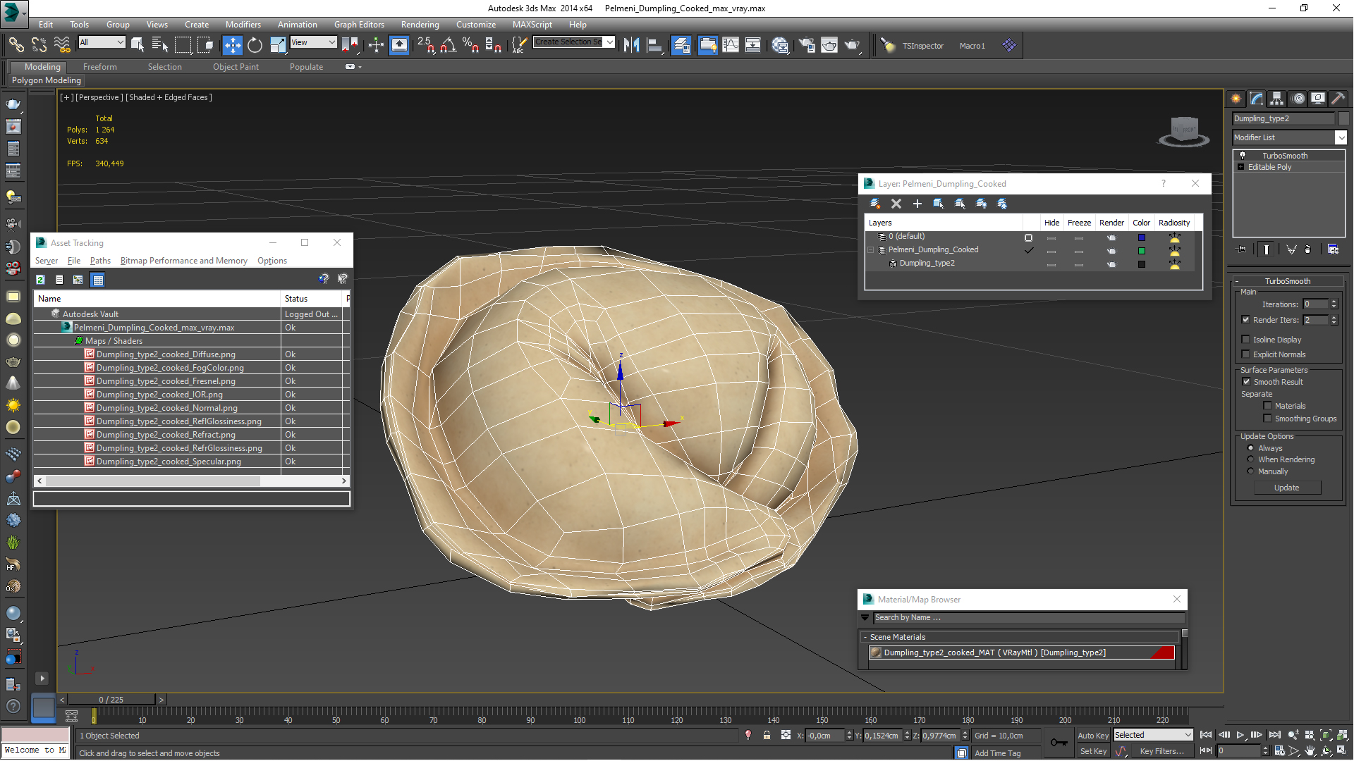 3D Pelmeni Dumpling Cooked model