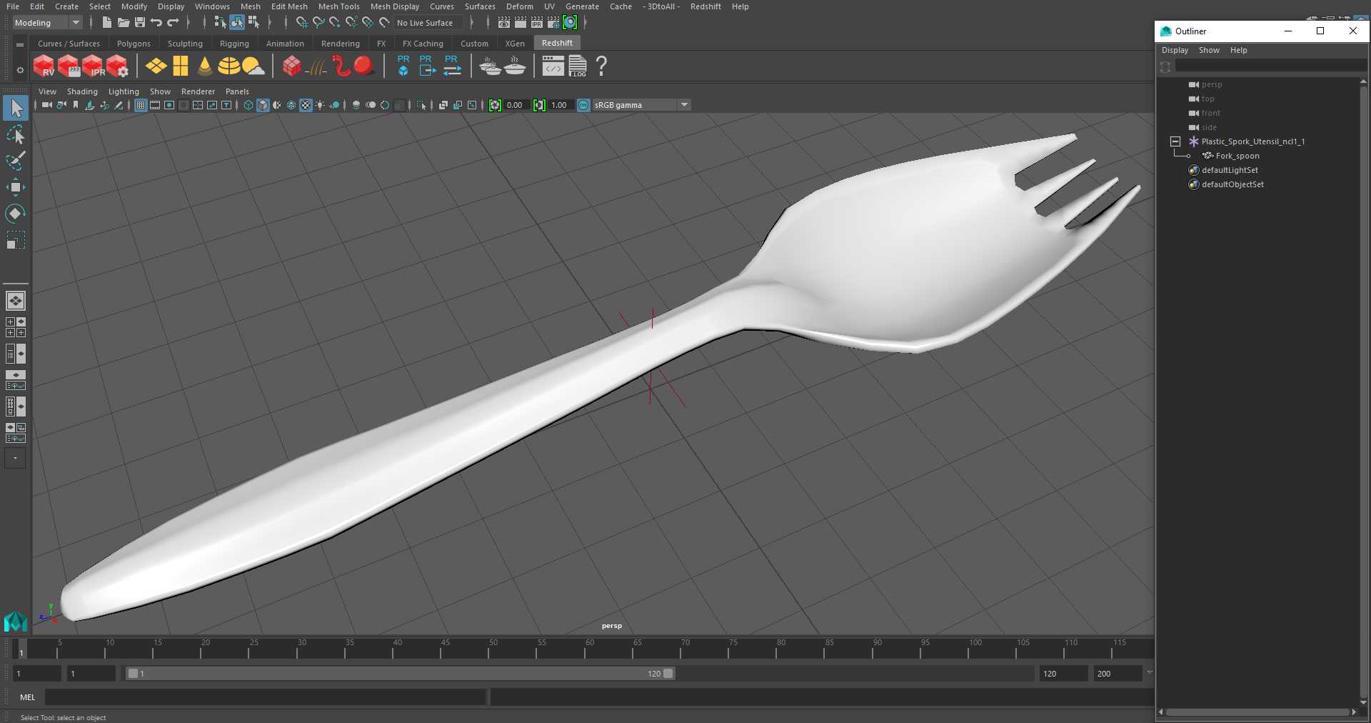 3D Plastic Spork Utensil