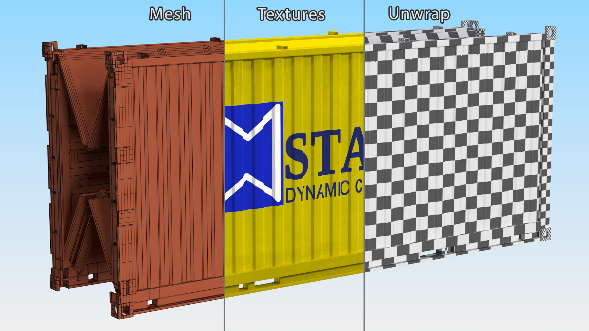 Shipping Container with Foldable Panels 3D model