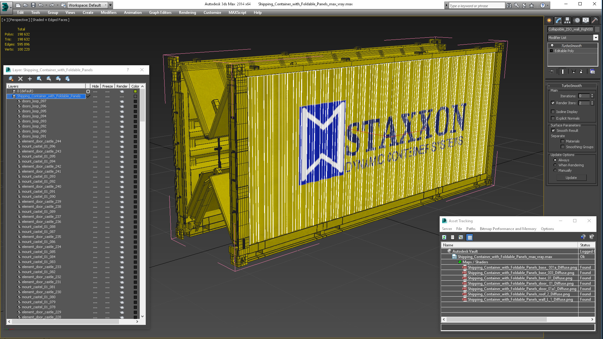 Shipping Container with Foldable Panels 3D model