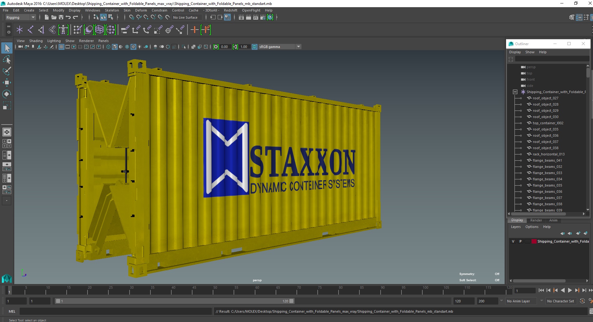 Shipping Container with Foldable Panels 3D model