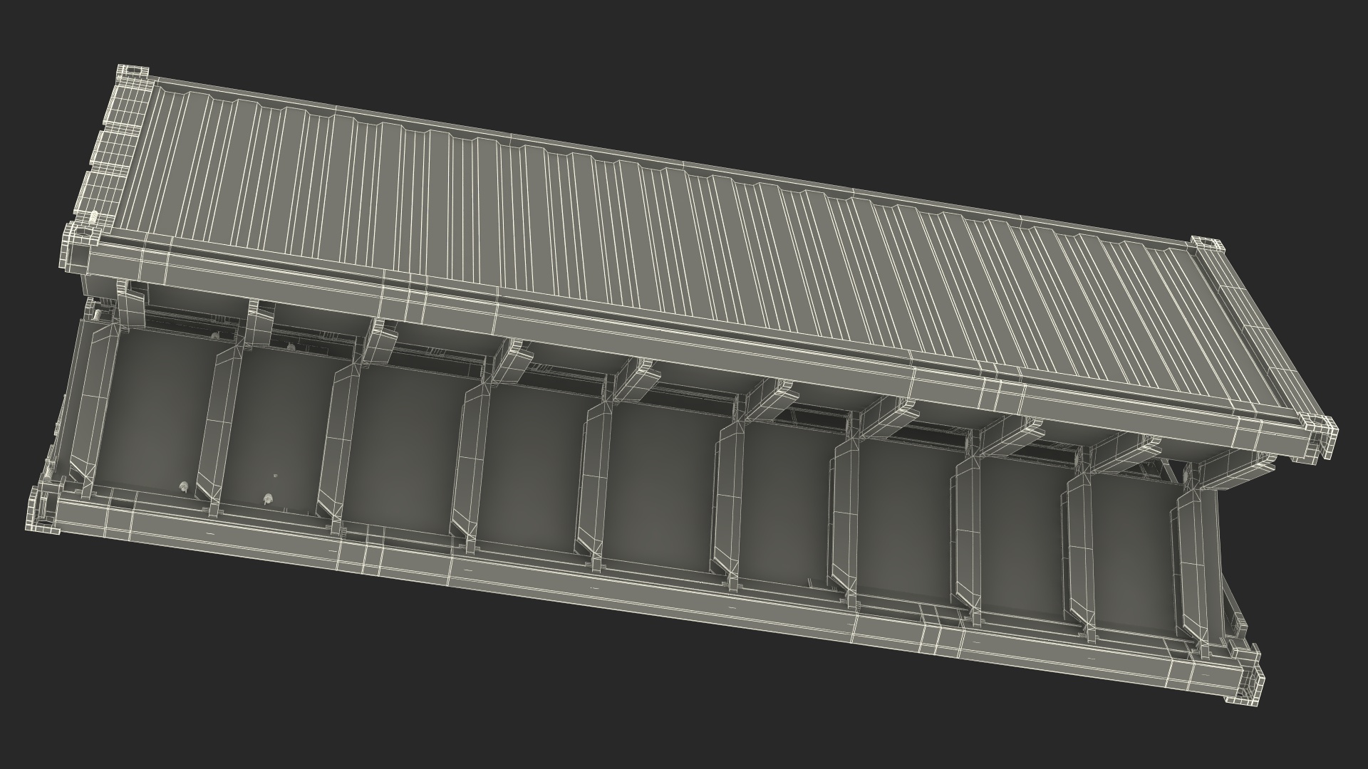 Shipping Container with Foldable Panels 3D model