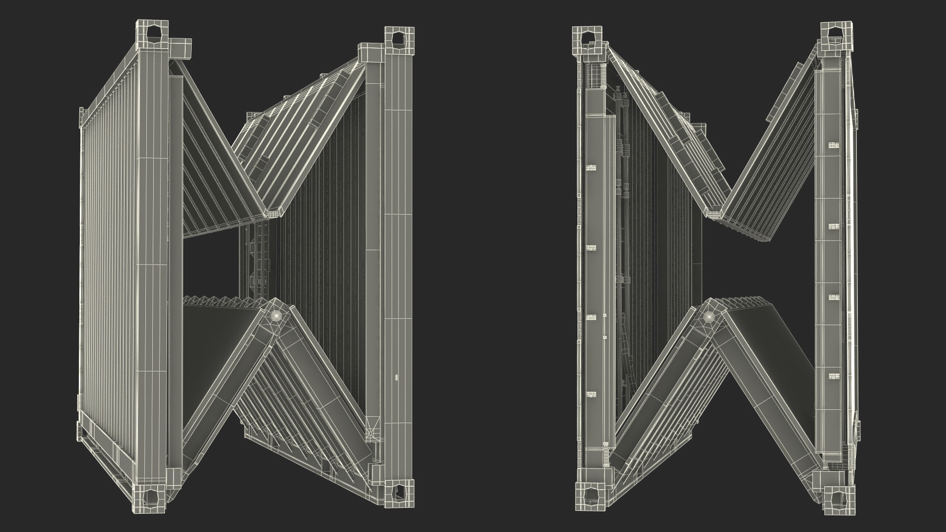 Shipping Container with Foldable Panels 3D model
