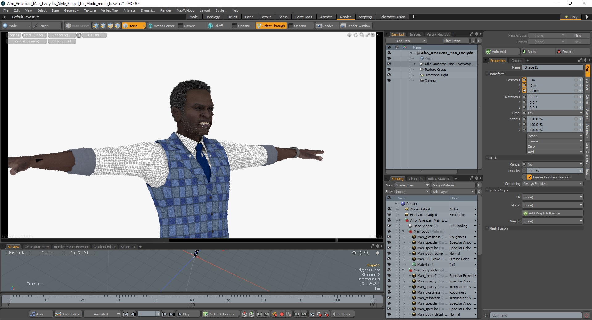 3D Afro American Man Everyday Style Rigged for Modo model