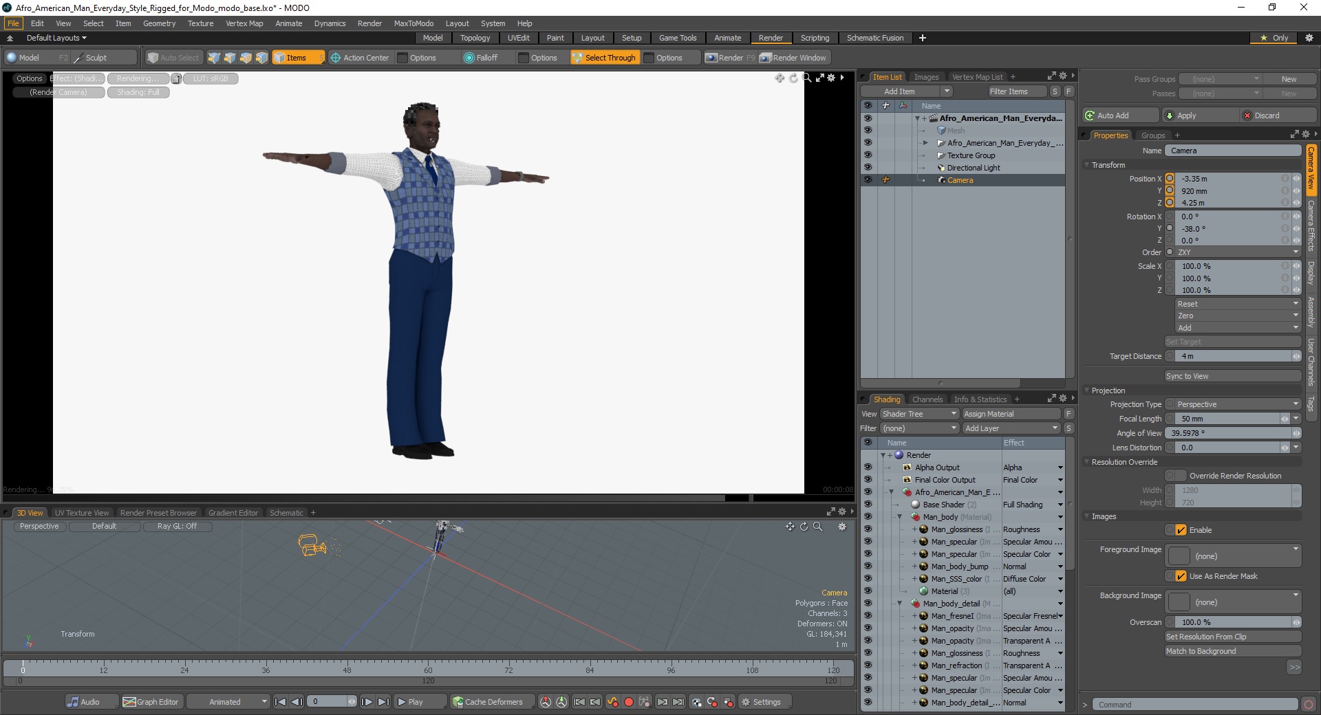 3D Afro American Man Everyday Style Rigged for Modo model