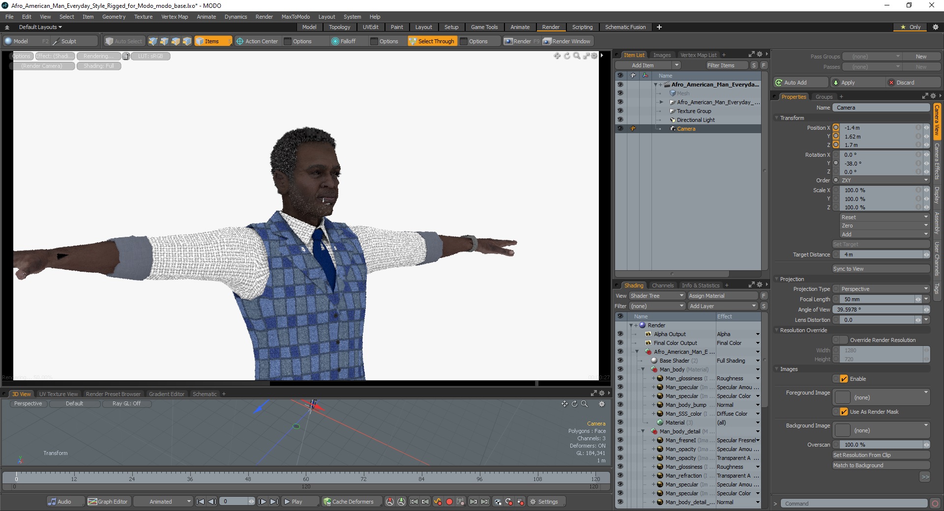 3D Afro American Man Everyday Style Rigged for Modo model