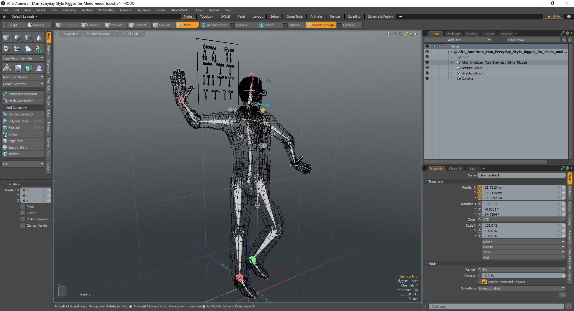 3D Afro American Man Everyday Style Rigged for Modo model