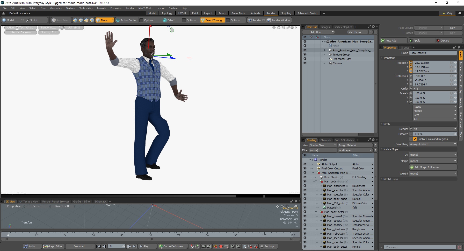 3D Afro American Man Everyday Style Rigged for Modo model