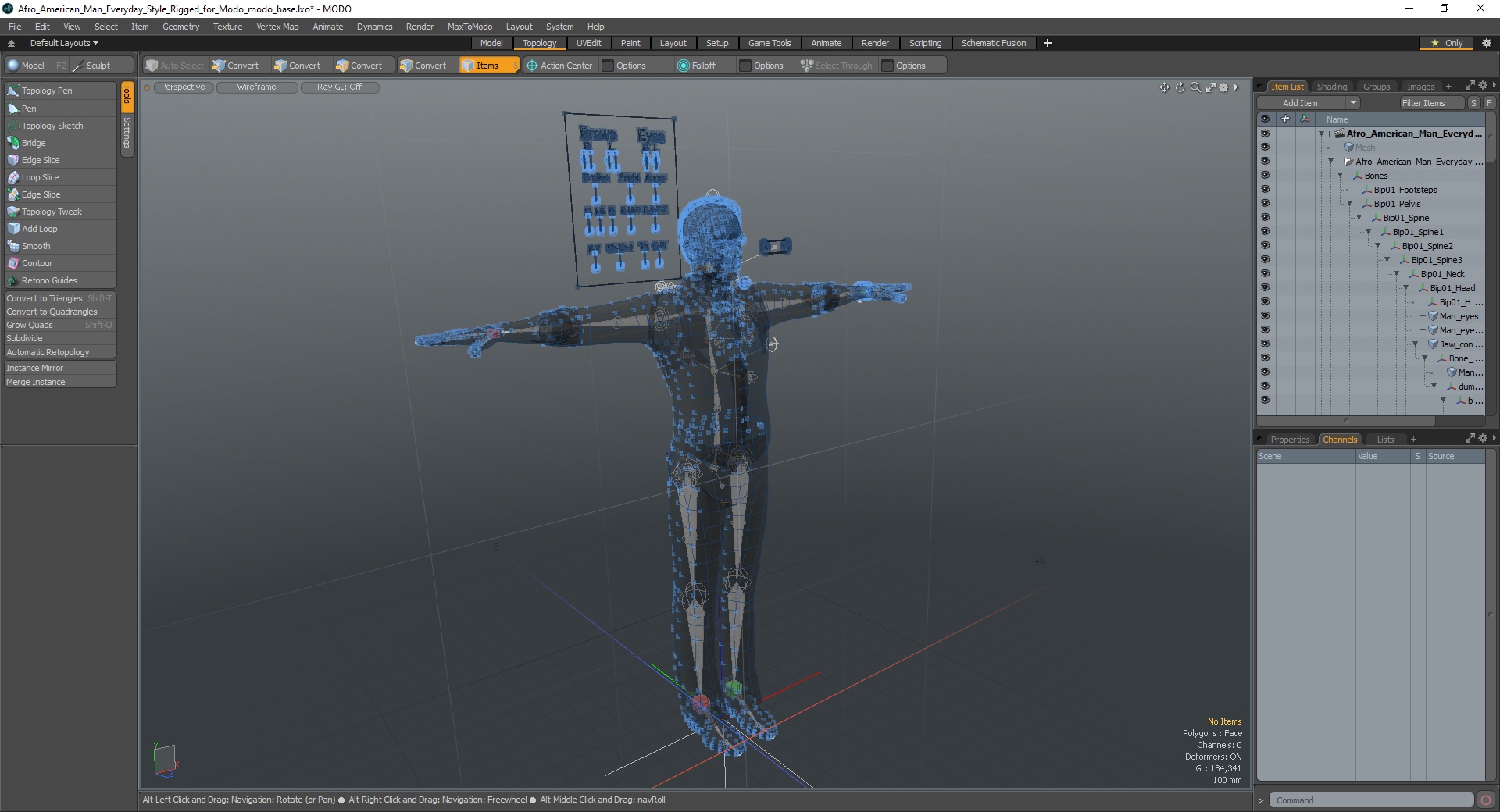 3D Afro American Man Everyday Style Rigged for Modo model
