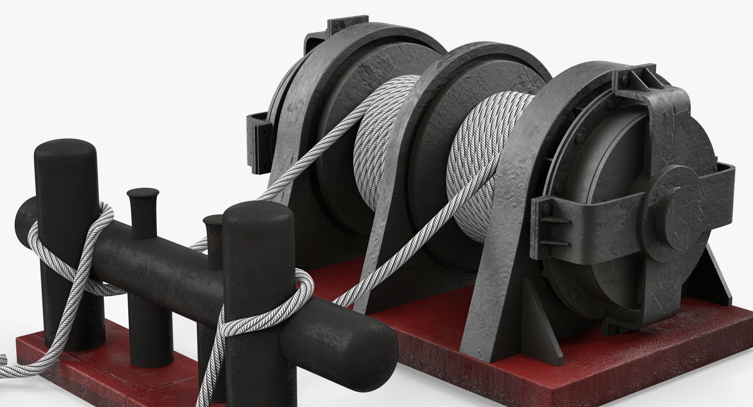 3D Mooring Bollard with Ship Ropes