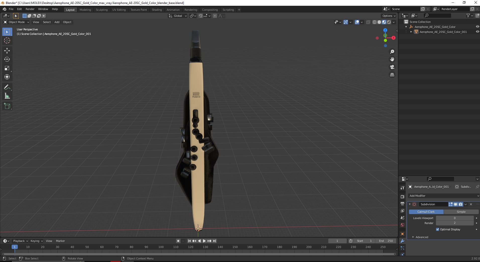 3D Aerophone AE-20SC Gold Color model