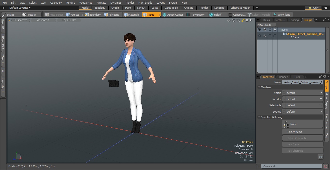 3D Asian Street Fashion Woman T Pose model
