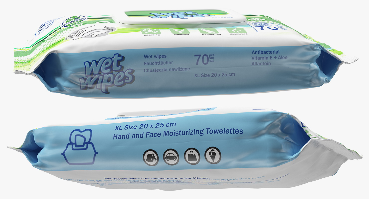 3D model Hands Cleansing Wet Wipes