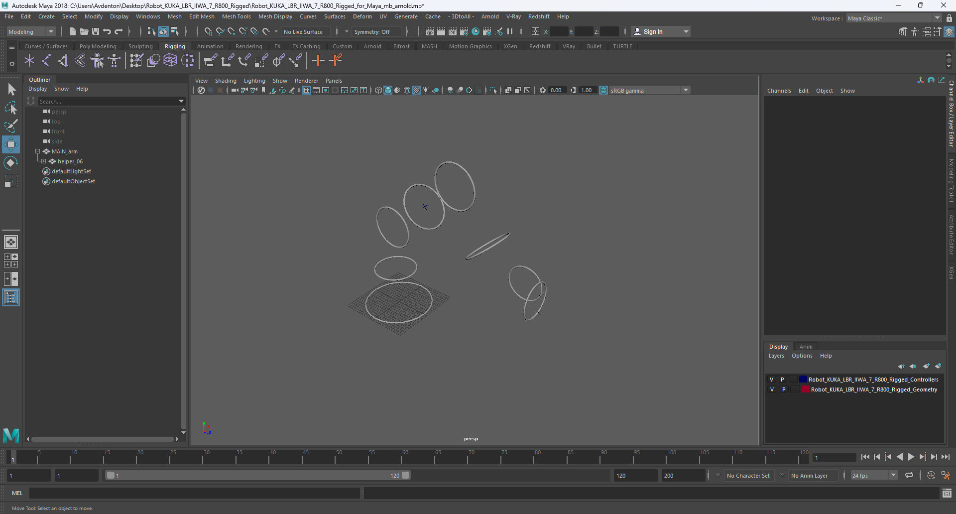 Robot KUKA LBR IIWA 7 R800 Rigged for Maya 3D