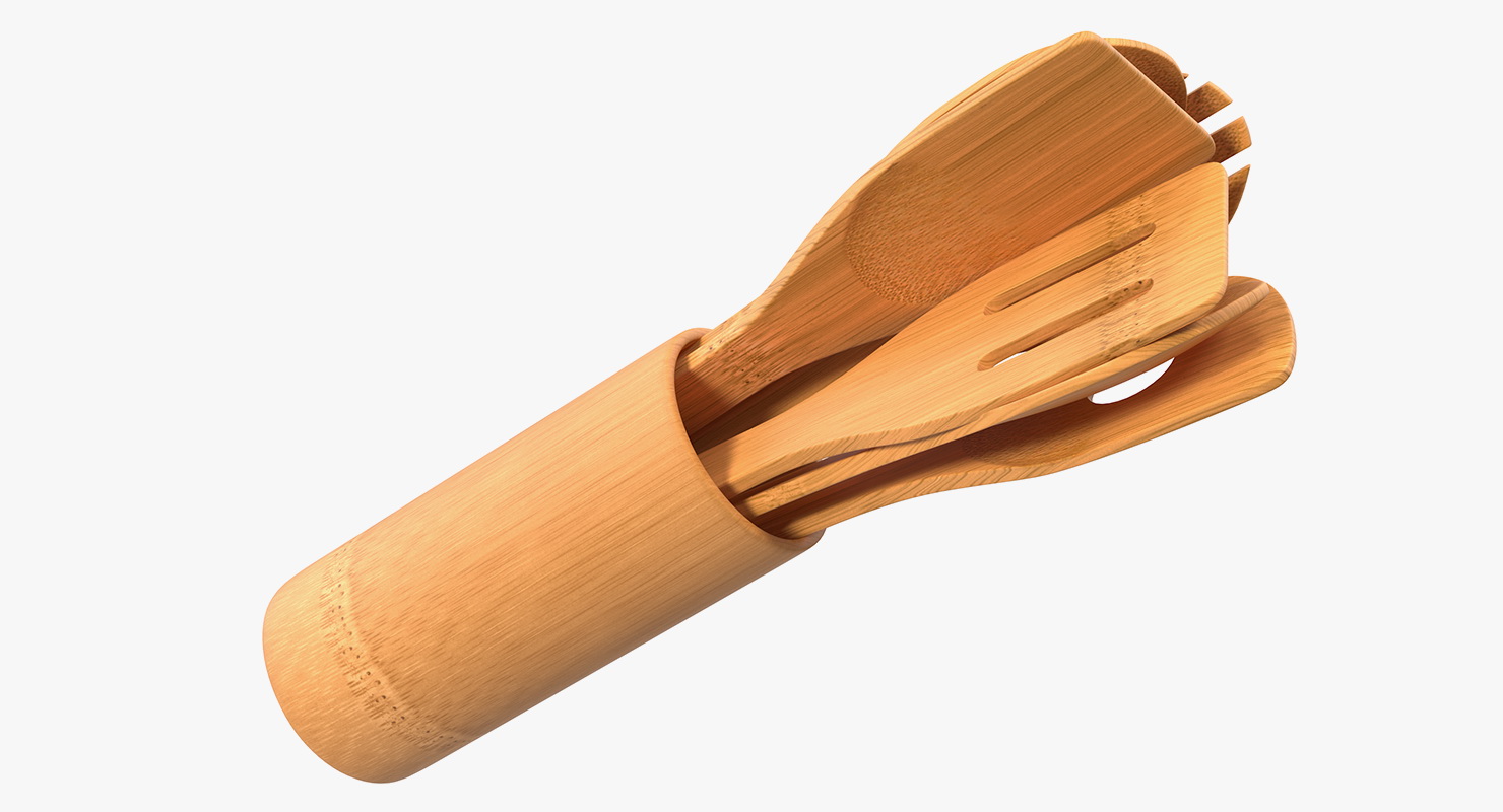 3D model Wooden Cooking Spoons Set