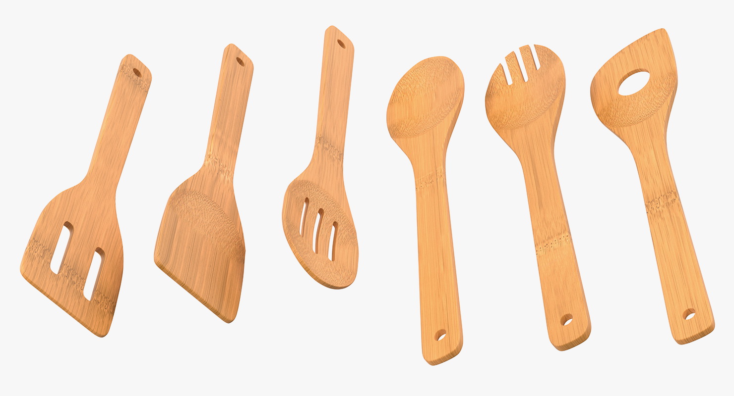 3D model Wooden Cooking Spoons Set