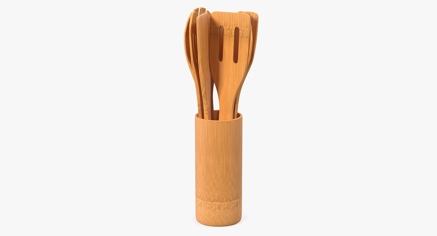 3D model Wooden Cooking Spoons Set