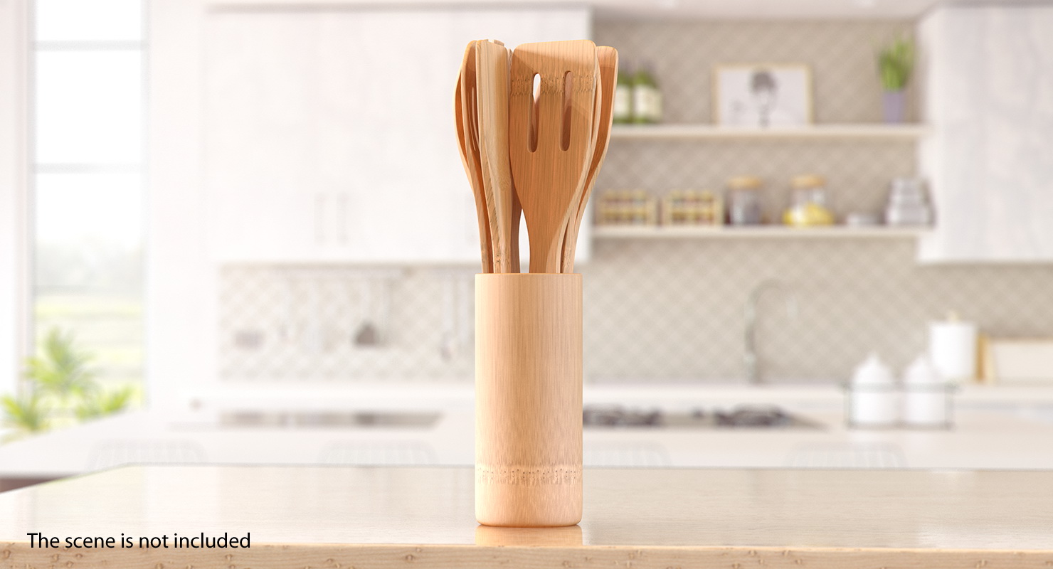 3D model Wooden Cooking Spoons Set