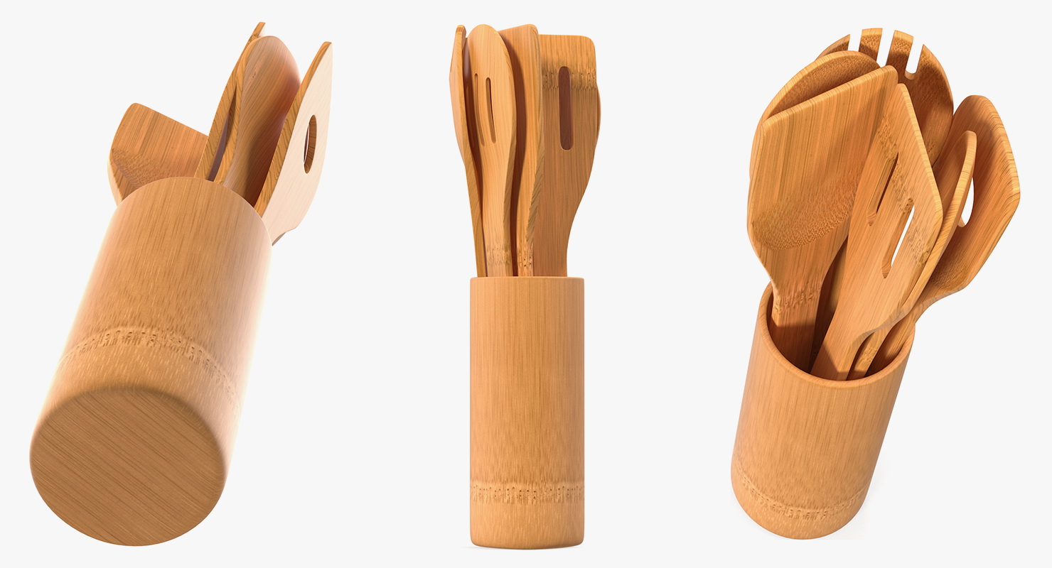3D model Wooden Cooking Spoons Set