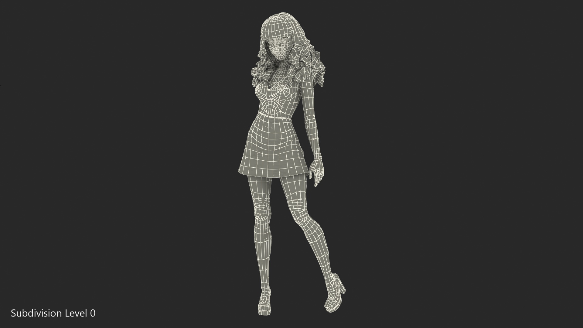 3D Cartoon Young Girl Youth Clothes Standing Pose