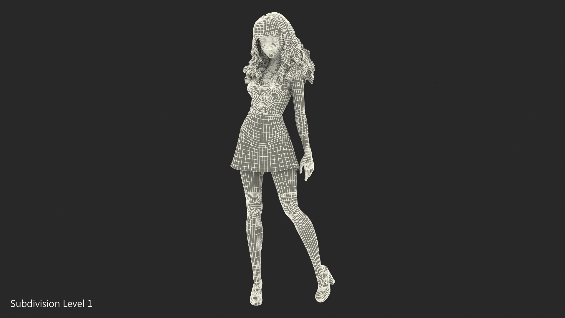 3D Cartoon Young Girl Youth Clothes Standing Pose