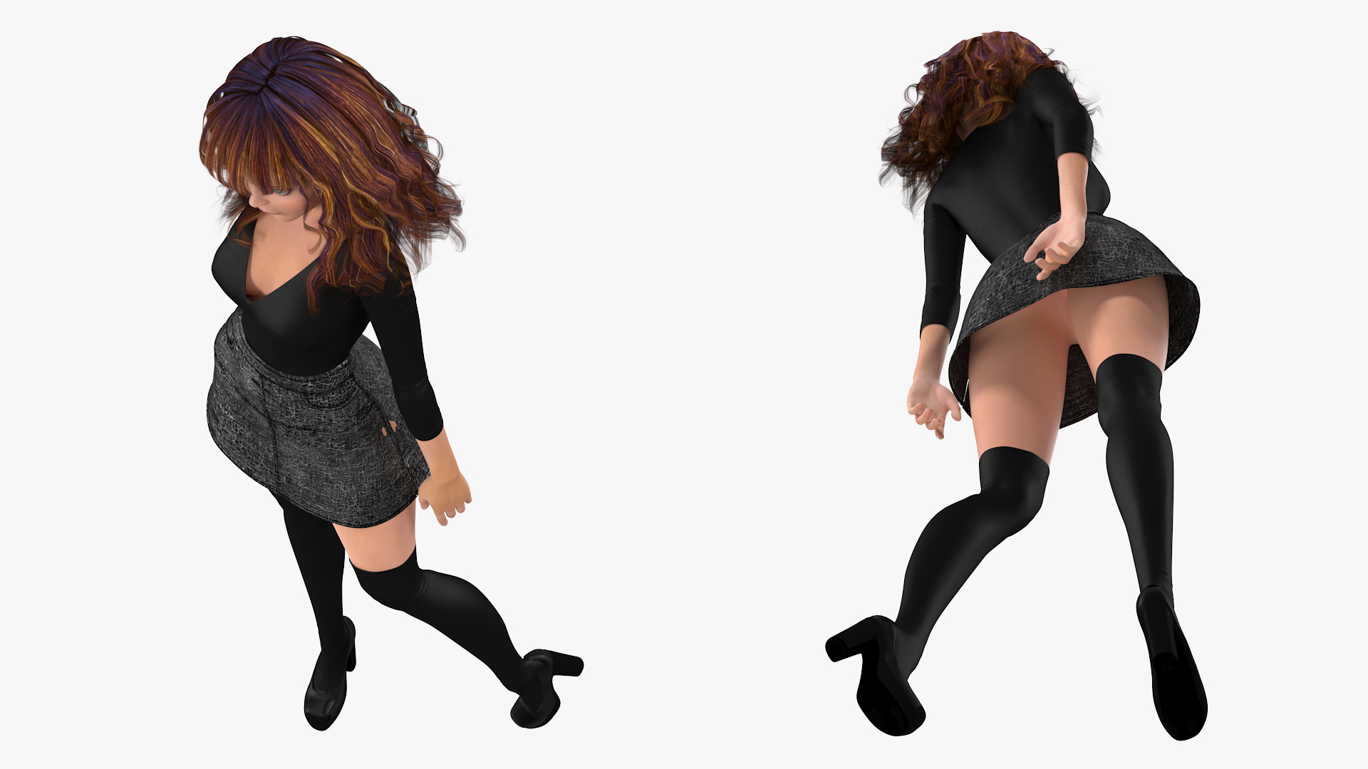 3D Cartoon Young Girl Youth Clothes Standing Pose