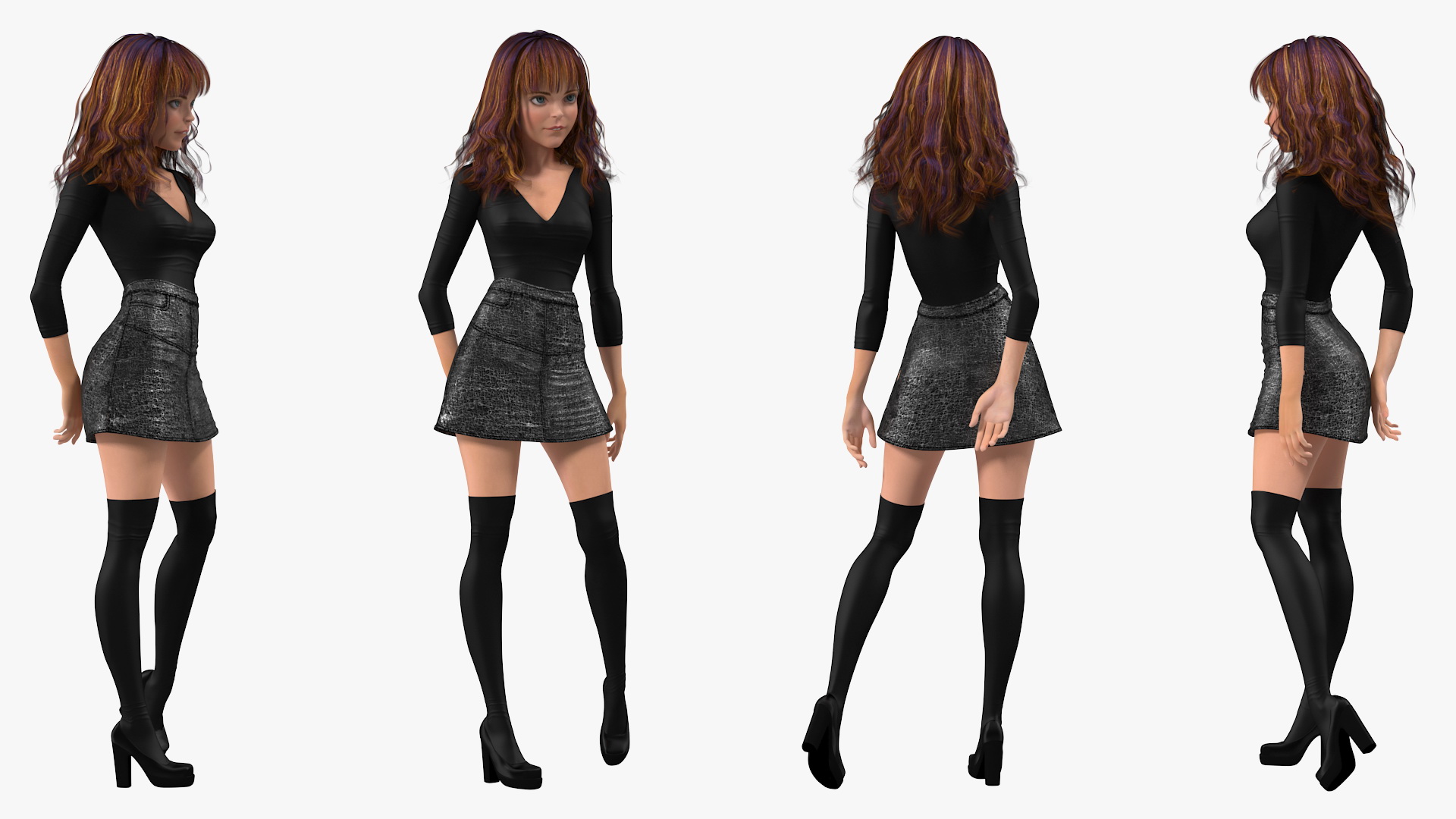 3D Cartoon Young Girl Youth Clothes Standing Pose