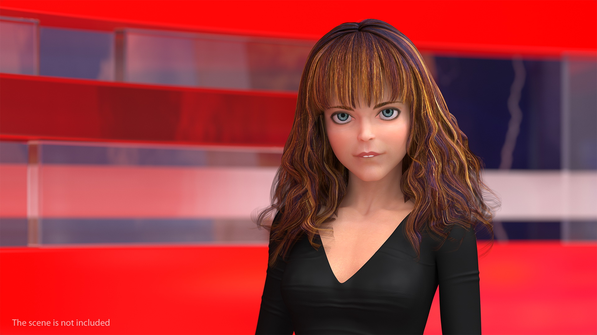 3D Cartoon Young Girl Youth Clothes Standing Pose