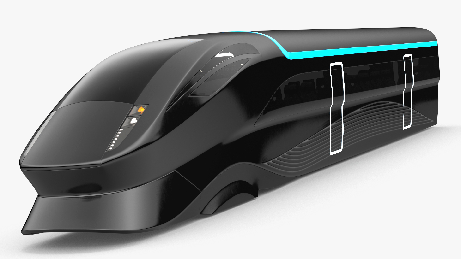 3D Futuristic Train Locomotive Black model