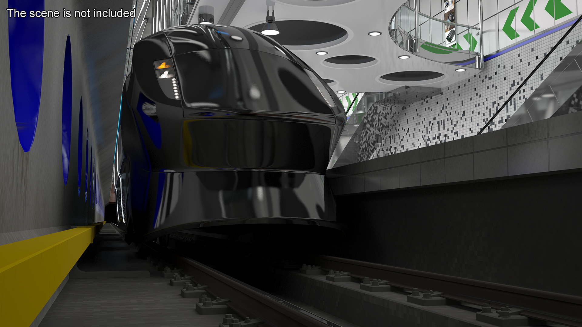 3D Futuristic Train Locomotive Black model
