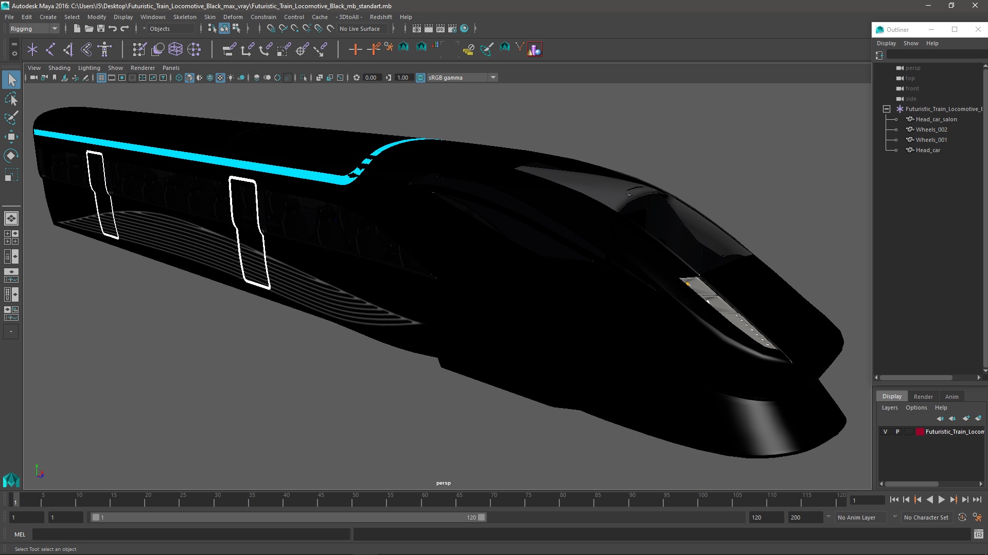 3D Futuristic Train Locomotive Black model