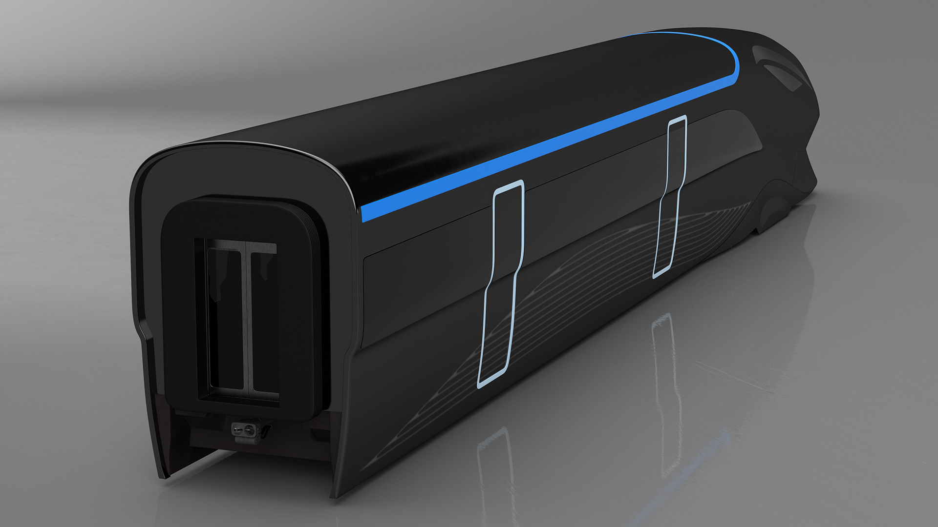 3D Futuristic Train Locomotive Black model