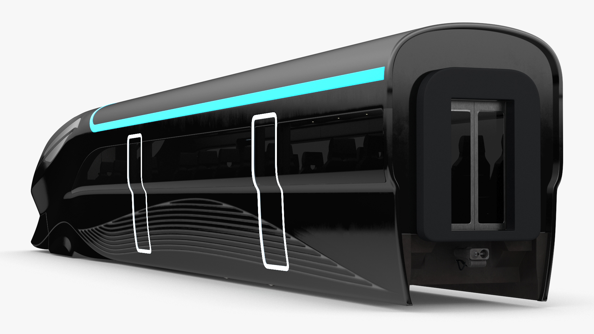 3D Futuristic Train Locomotive Black model