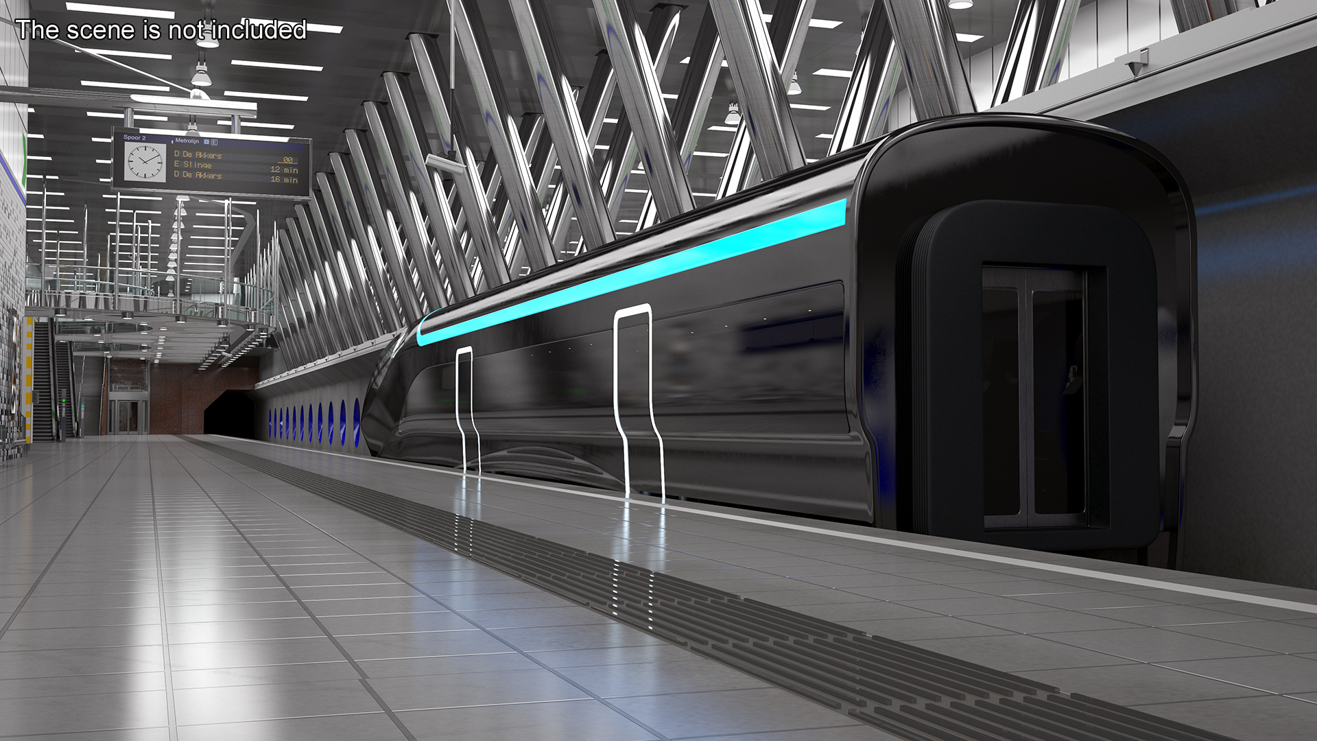 3D Futuristic Train Locomotive Black model