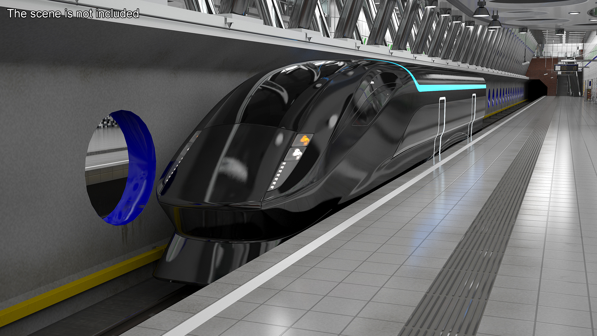 3D Futuristic Train Locomotive Black model