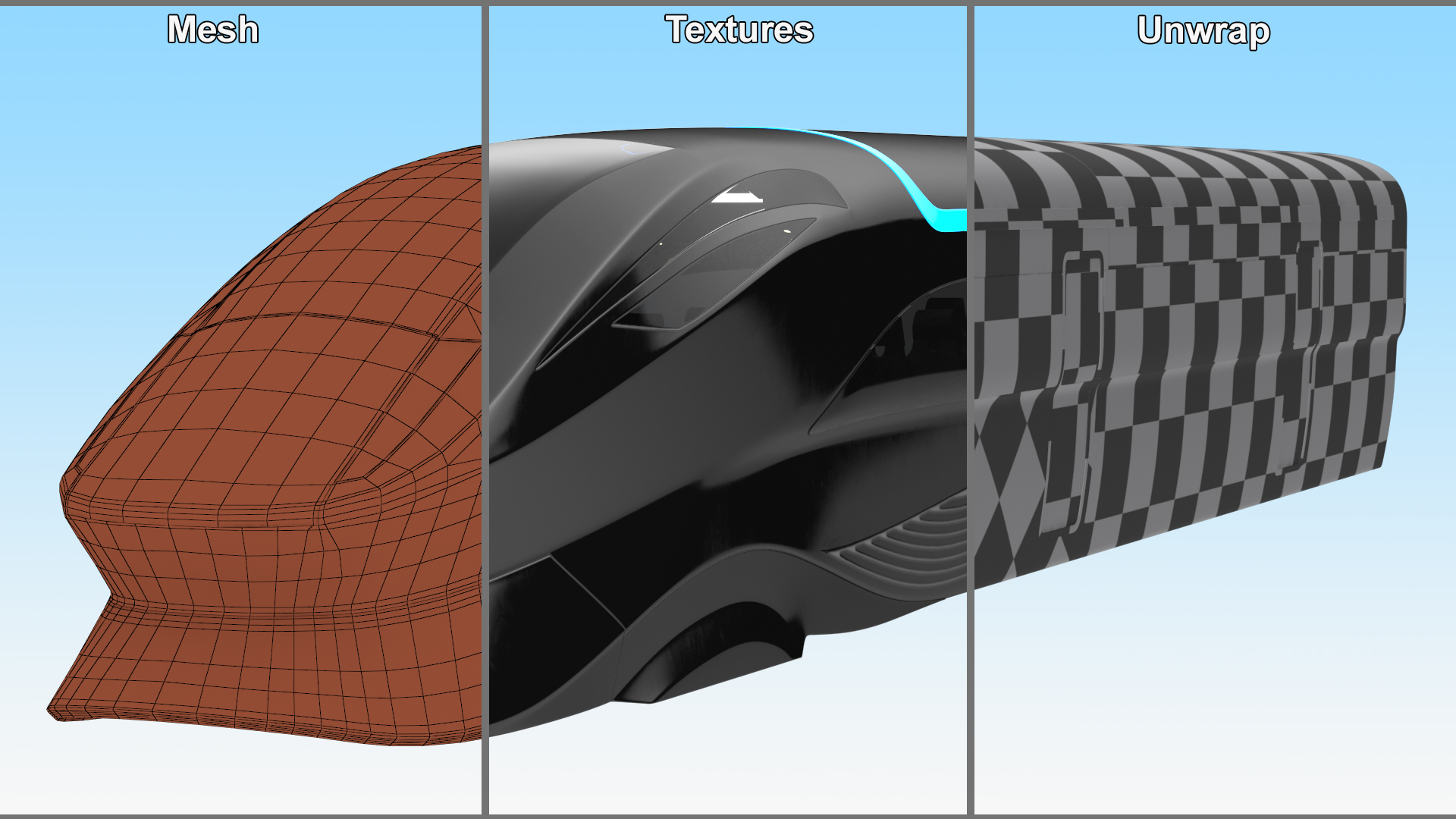 3D Futuristic Train Locomotive Black model